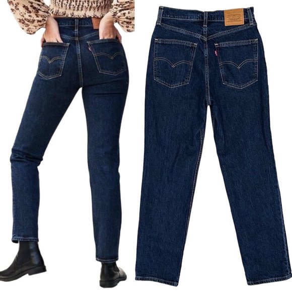 Levi’s Premium 70’s High Rise Slim Straight Jeans in Sonoma Stonewash Dark Wash - Picture 2 of 14